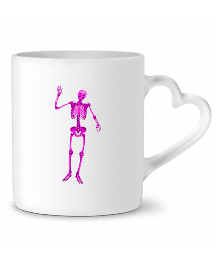 Mug coeur Squelette violet salut sur fond noir par                               