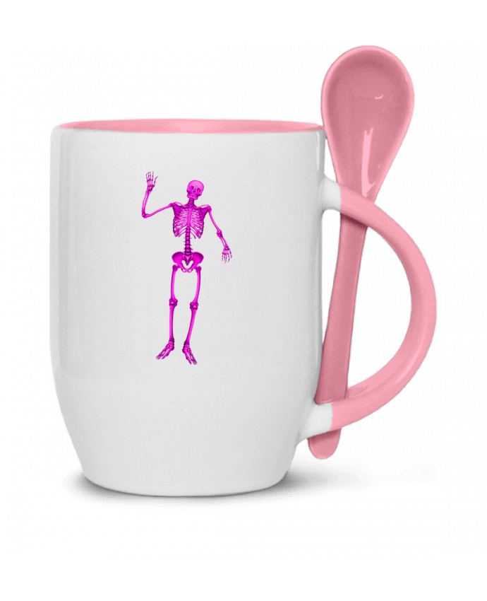  Tasse cuillère Squelette violet salut sur fond noir par                               