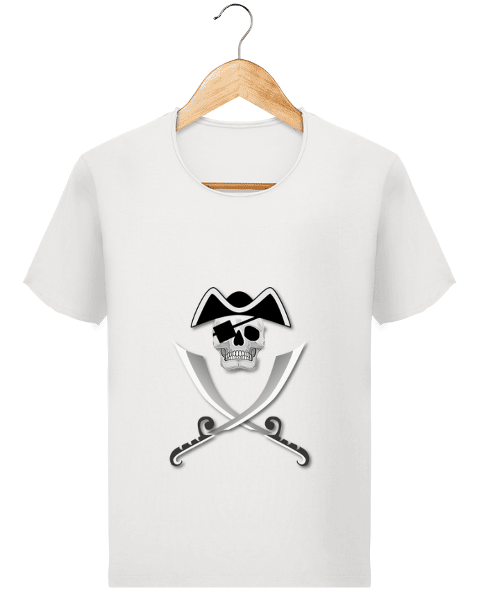  T-shirt Homme vintage Pirate blanc, crâne, tête de mort, avec sabre spécial Haloween par           