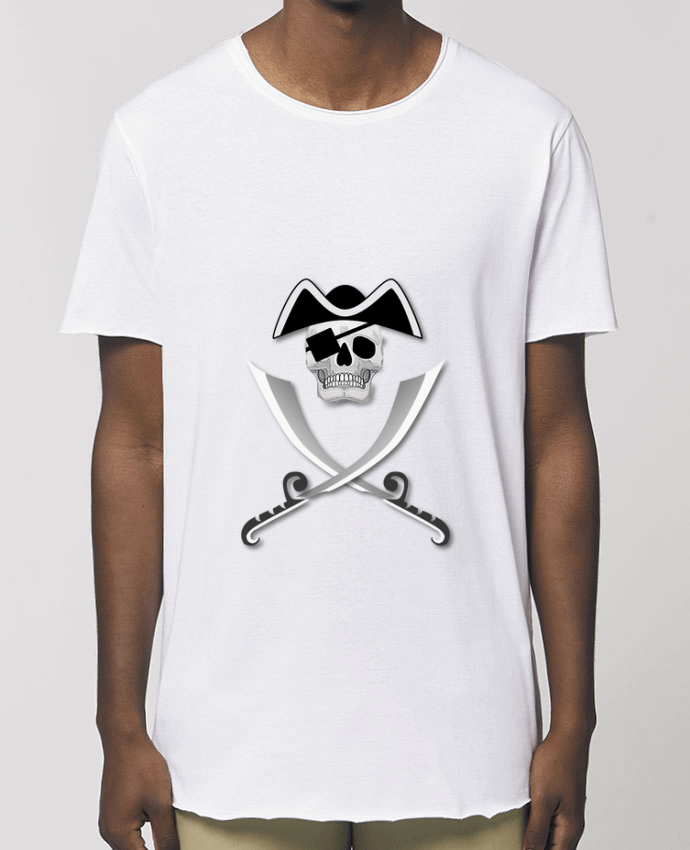 Tee-shirt Homme Pirate blanc, crâne, tête de mort, avec sabre spécial Haloween Par                  