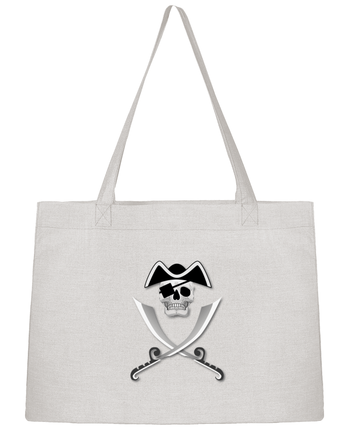 Sac Shopping Pirate blanc, crâne, tête de mort, avec sabre spécial Haloween par                     