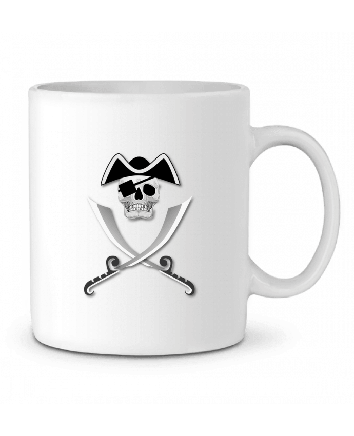 Mug  Pirate blanc, crâne, tête de mort, avec sabre spécial Haloween par                             