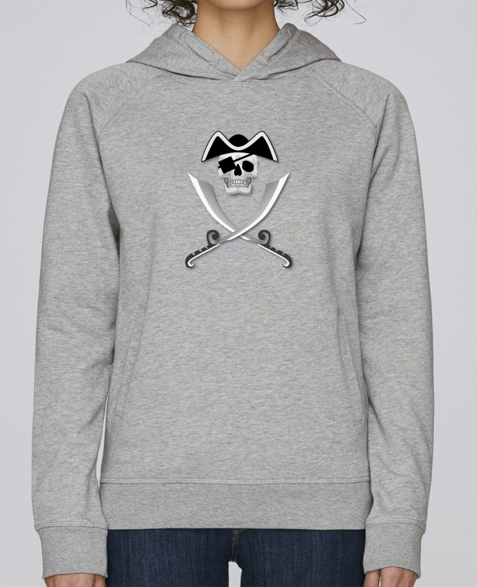 Sweat capuche femme Pirate blanc, crâne, tête de mort, avec sabre spécial Haloween par              