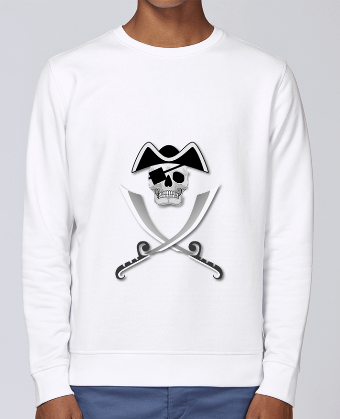 Sweatshirt Pirate blanc, crâne, tête de mort, avec sabre spécial Haloween par                       