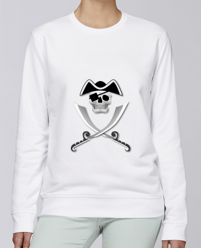 Sweatshirt Pirate blanc, crâne, tête de mort, avec sabre spécial Haloween par                       