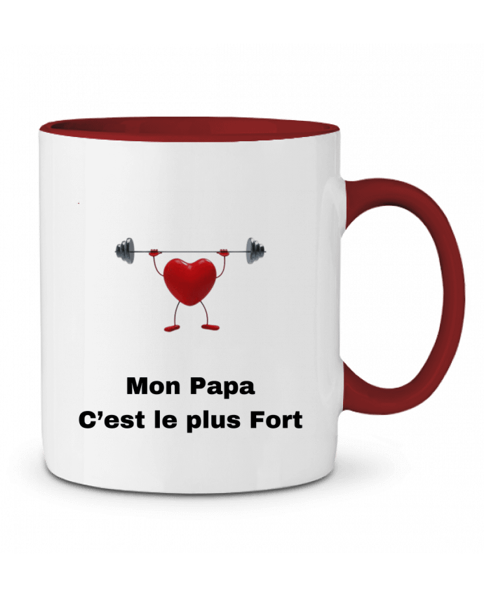 Mug bicolore Mon papa c'est le plus fort / My dad is the strongest                               