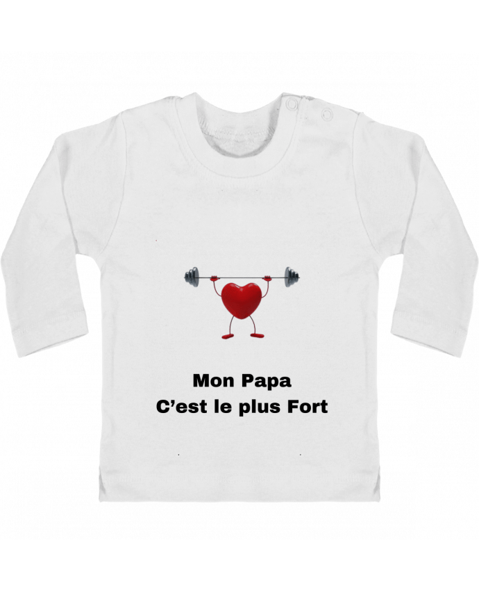 T-shirt bébé Mon papa c'est le plus fort / My dad is the strongest manches longues du designer     