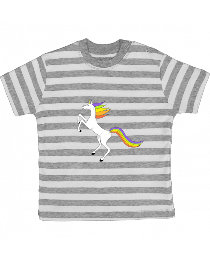 Tee-shirt bébé à rayures LICORNE UNICORN par                               