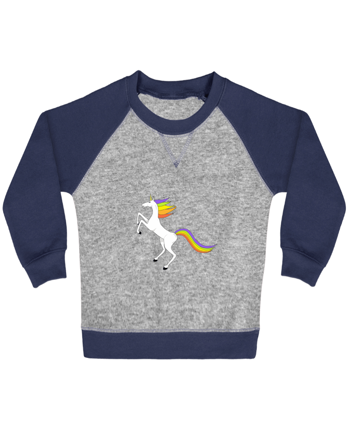 Sweat bébé manches contrastée LICORNE UNICORN par                               