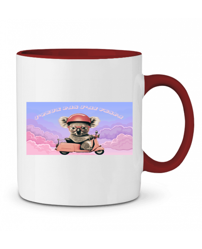 Mug bicolore Koala sur un scooter rose mapetitefleur