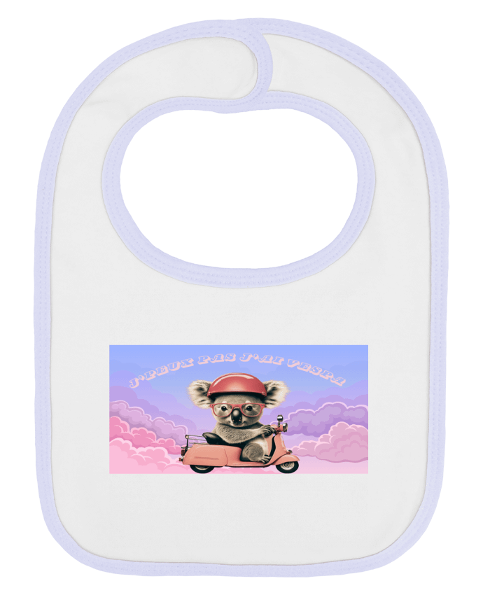 Bavoir bébé uni Koala sur un scooter rose par mapetitefleur