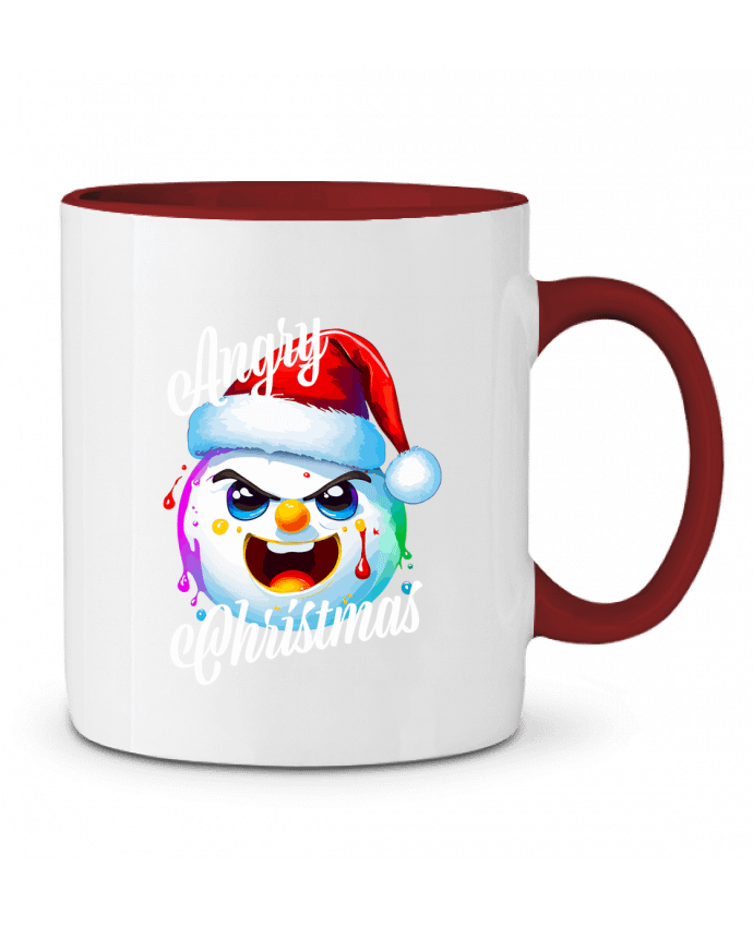Mug bicolore Boule de Neige en colère. Angry Christmas Featheart