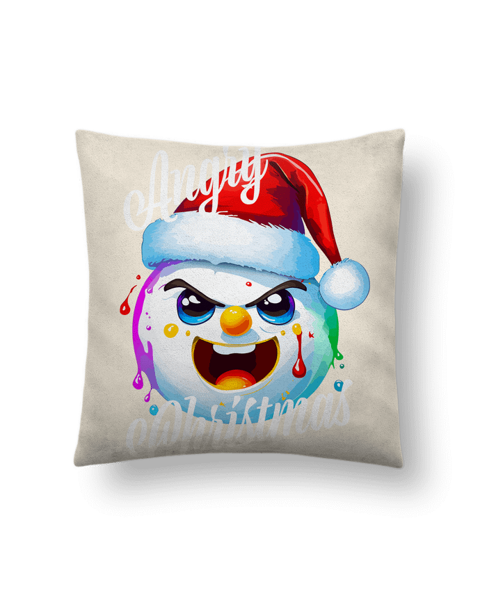 Coussin suédine Boule de Neige en colère. Angry Christmas par Featheart