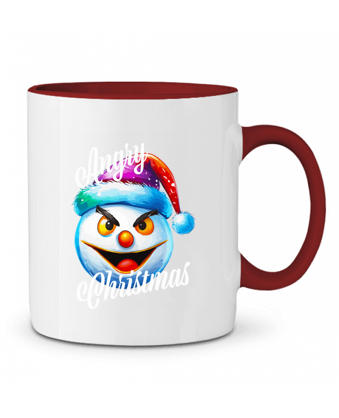Mug bicolore Emoji Neige en colère. Angry Christmas Featheart