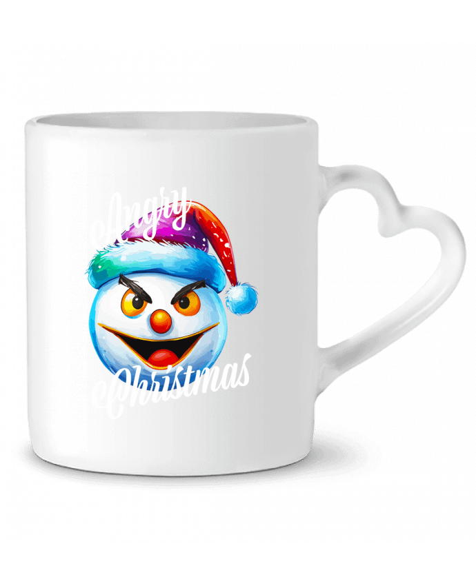 Mug coeur Emoji Neige en colère. Angry Christmas par Featheart