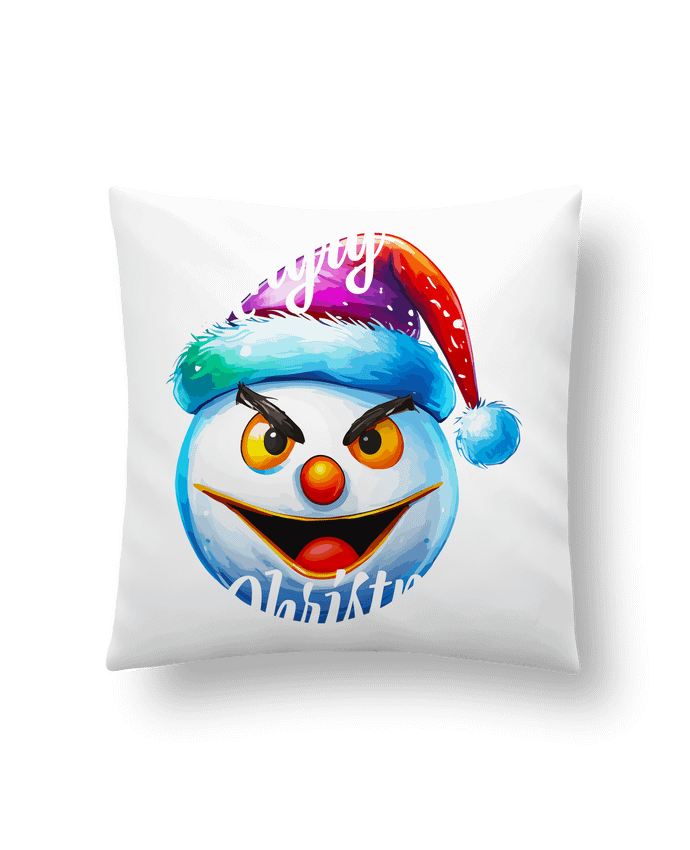 Coussin Emoji Neige en colère. Angry Christmas par Featheart