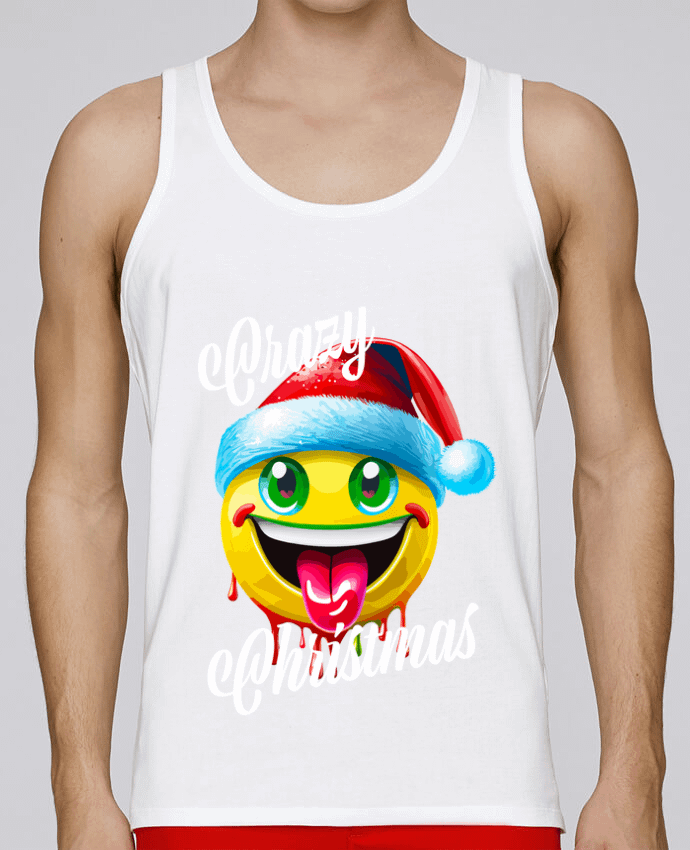 Débardeur homme Emoji Noël tire la langue. Crazy Christmas par Featheart 100% coton bio