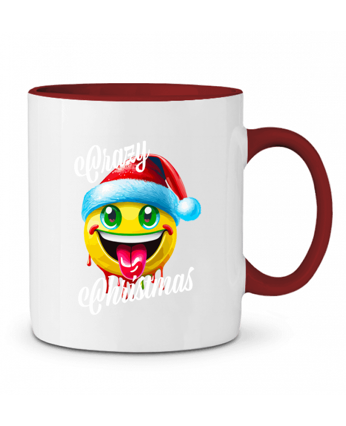 Mug bicolore Emoji Noël tire la langue. Crazy Christmas Featheart