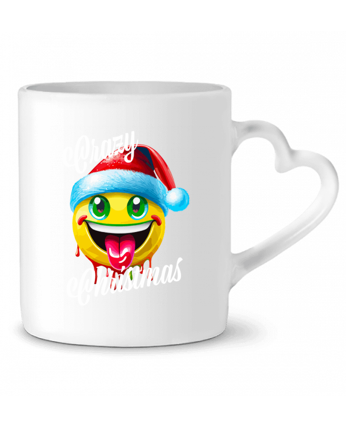 Mug coeur Emoji Noël tire la langue. Crazy Christmas par Featheart