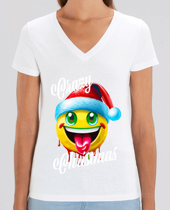 Tee-shirt femme Emoji Noël tire la langue. Crazy Christmas Par  Featheart