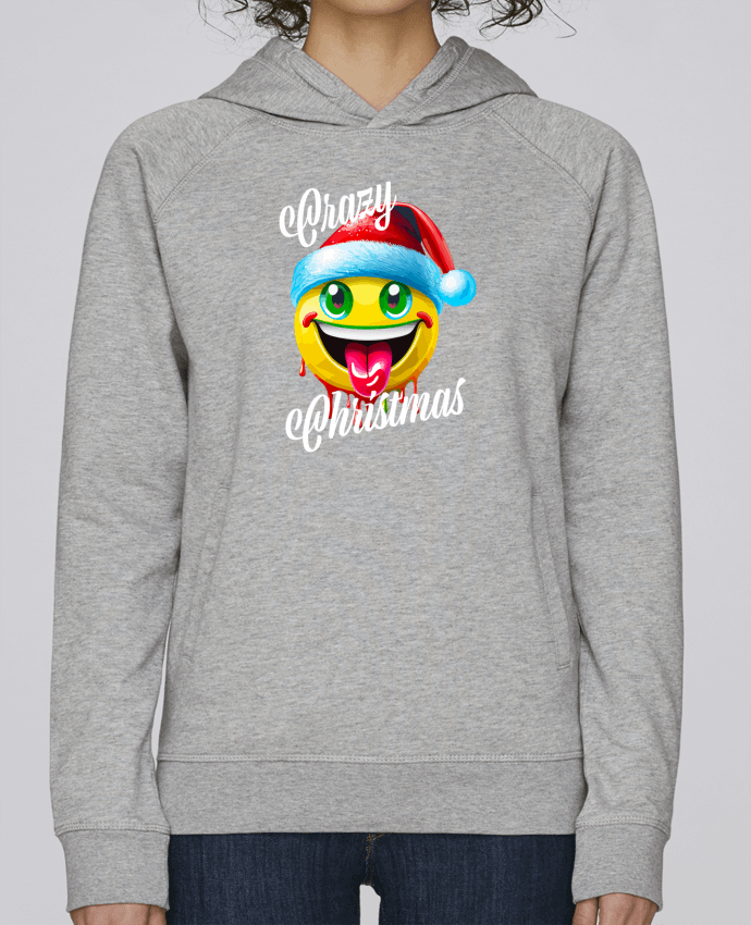 Sweat capuche femme Emoji Noël tire la langue. Crazy Christmas par Featheart