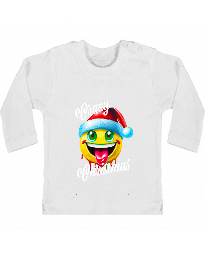 T-shirt bébé Emoji Noël tire la langue. Crazy Christmas manches longues du designer Featheart