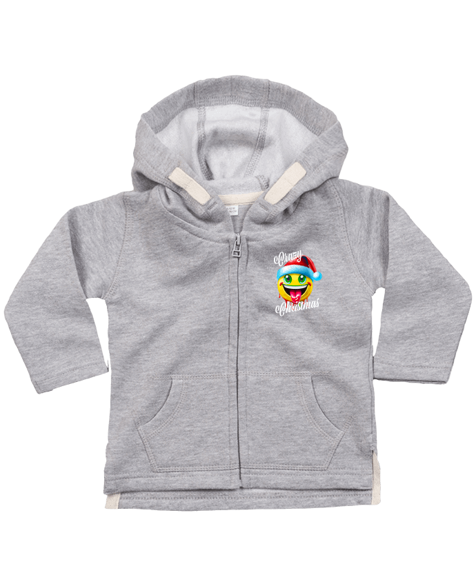 Sweat à capuche bébé zippé Emoji Noël tire la langue. Crazy Christmas par Featheart