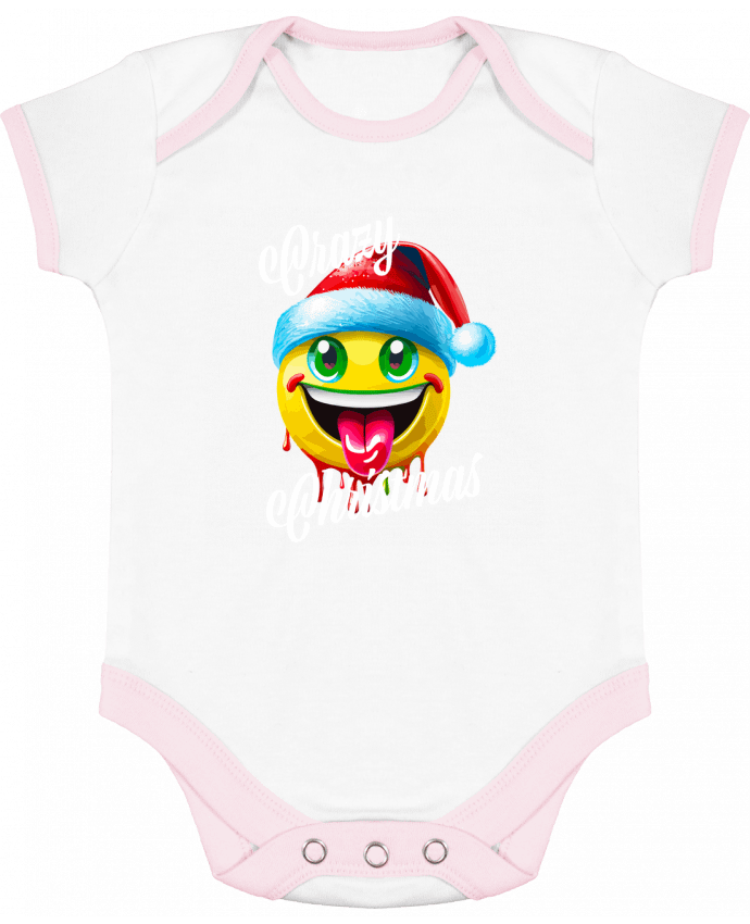 Body bébé manches contrastées Emoji Noël tire la langue. Crazy Christmas par Featheart