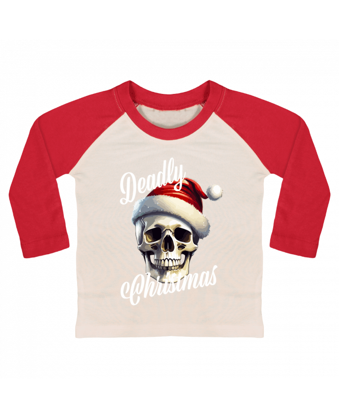 Tee-shirt Bébé Baseball ML Skull Noël. Deadly Christmas par Featheart