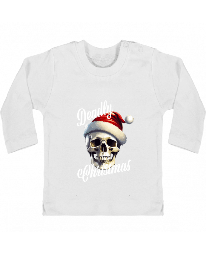 T-shirt bébé Skull Noël. Deadly Christmas manches longues du designer Featheart