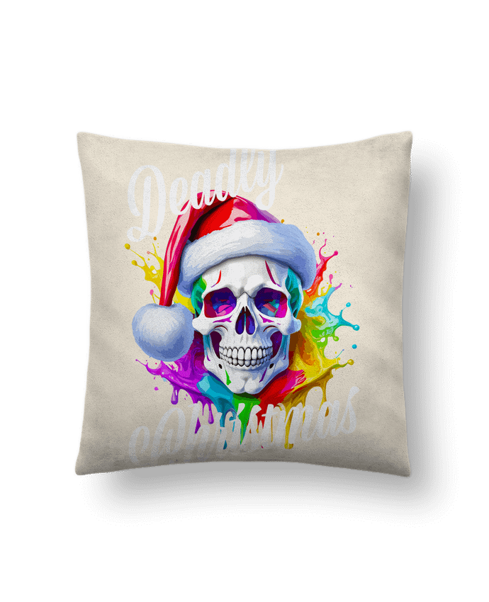 Coussin suédine Skull Noël couleur. Deadly Christmas par Featheart