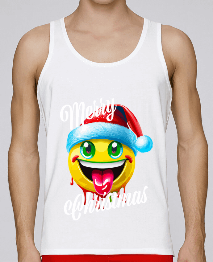 Débardeur homme Emoji Noël tire la langue. Merry Christmas par Featheart 100% coton bio