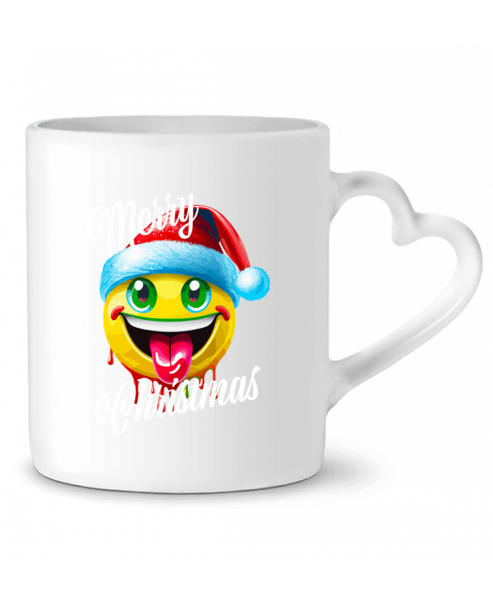 Mug coeur Emoji Noël tire la langue. Merry Christmas par Featheart