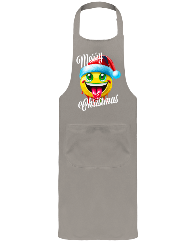 Tablier avec poches Emoji Noël tire la langue. Merry Christmas par Featheart