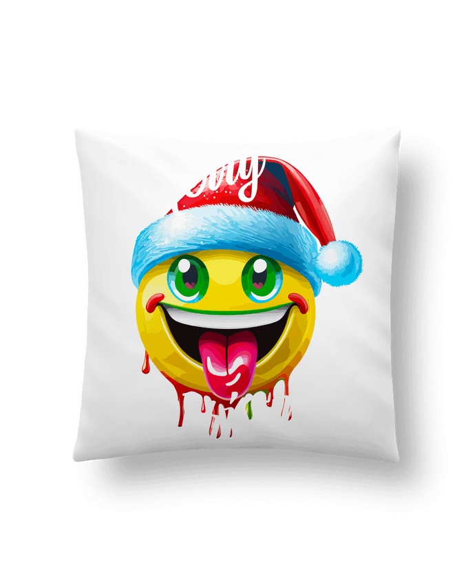 Coussin Emoji Noël tire la langue. Merry Christmas par Featheart