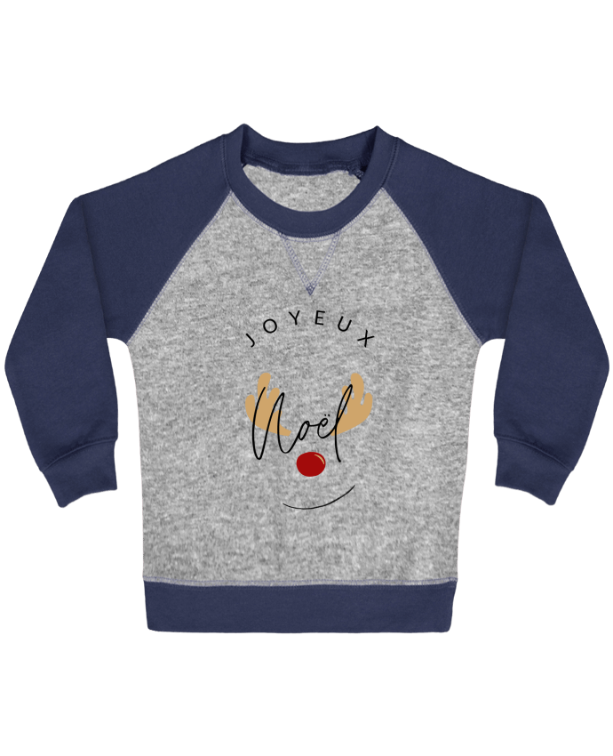 Sweat bébé manches contrastée Joyeux Noël par bodyandfly