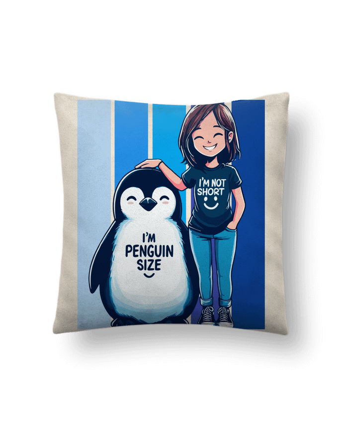 Coussin suédine I'm not short i'm penguin size par Sam boutique 79