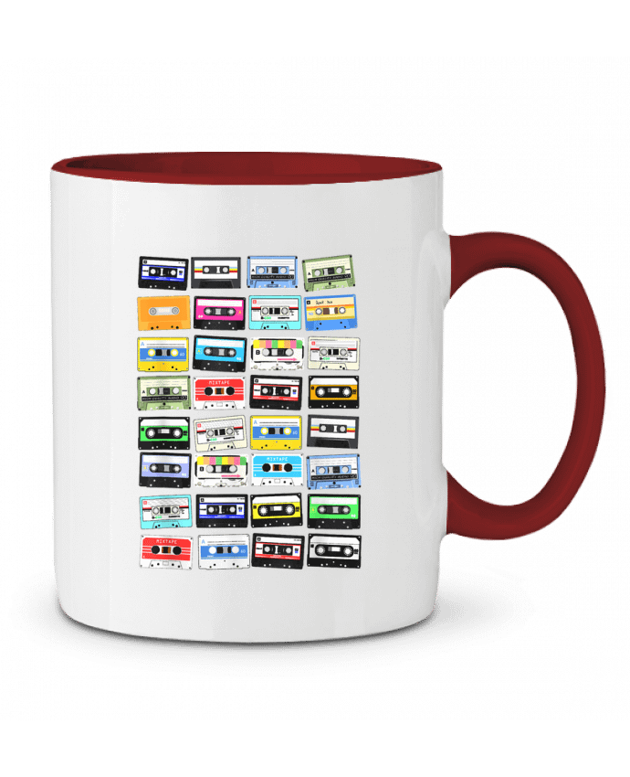 Mug bicolore Cassette Tapes Mixtape 70s 80s 90s, cassettes vintage zouhair