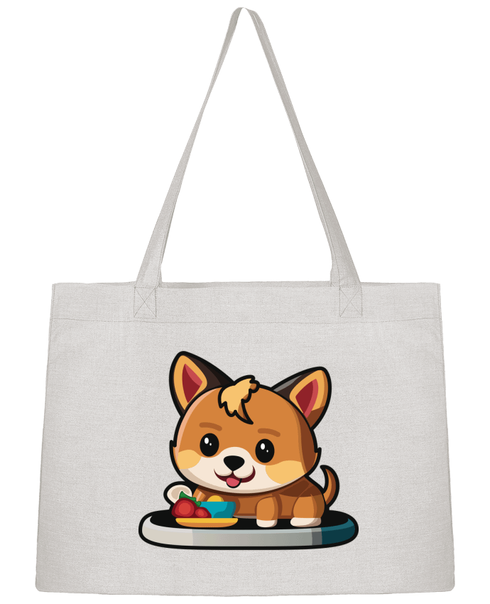 Sac Shopping Chiot Heureux à l'Heure du Repas par Alvo graphiste