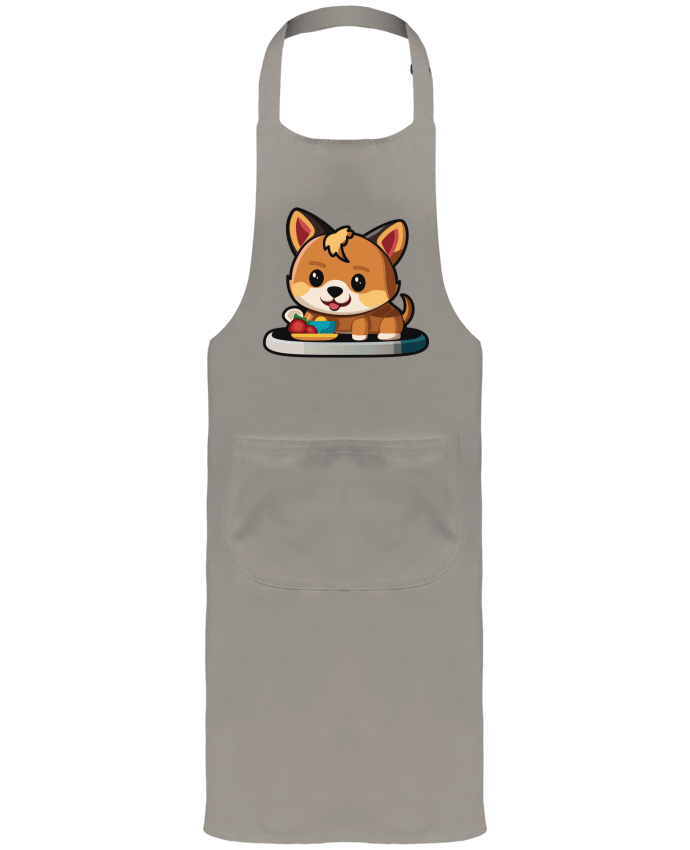 Tablier avec poches Chiot Heureux à l'Heure du Repas par Alvo graphiste