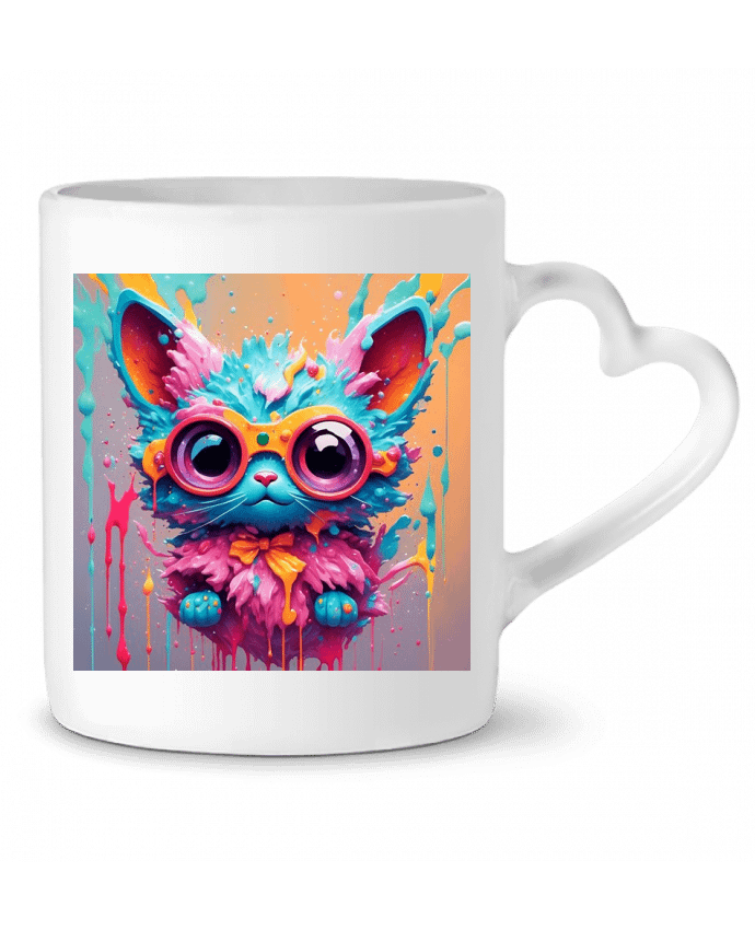 Mug coeur Cute cat with paint par matlmn01