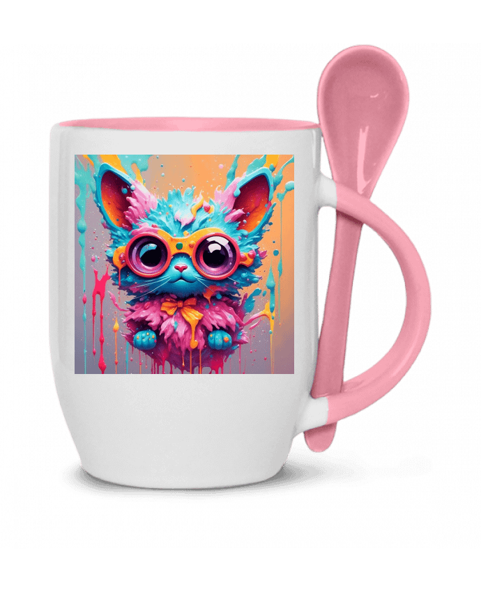  Tasse cuillère Cute cat with paint par matlmn01