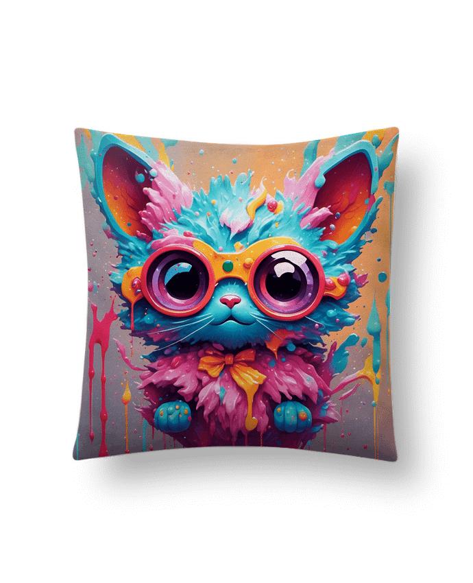 Coussin suédine Cute cat with paint par matlmn01