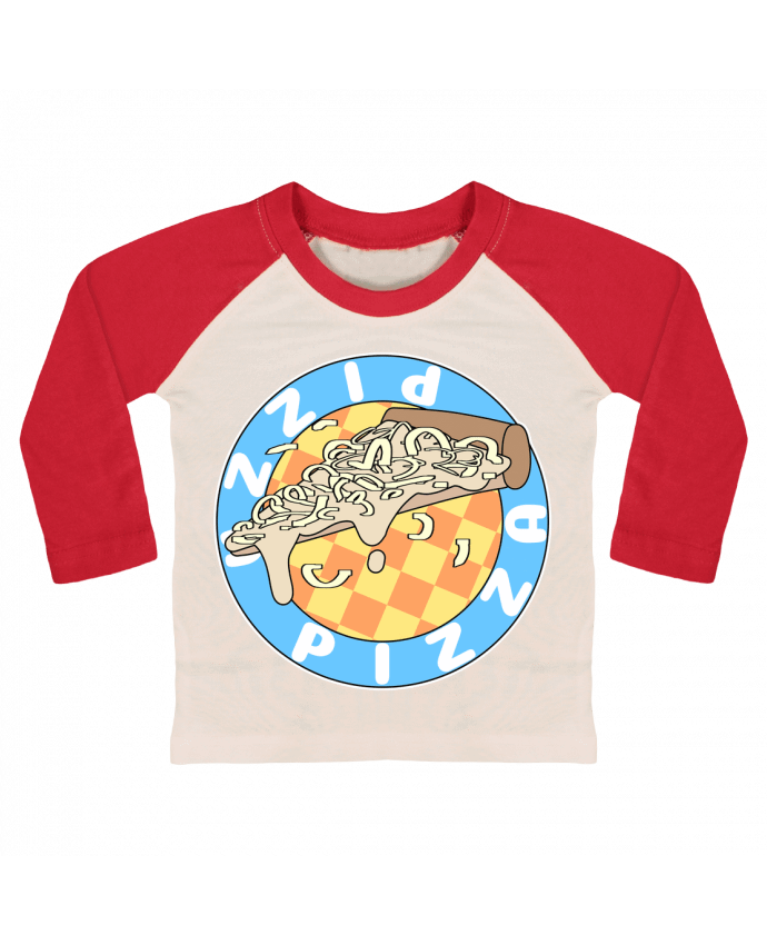 Tee-shirt Bébé Baseball ML Illustrated Pizza Logo par Loon