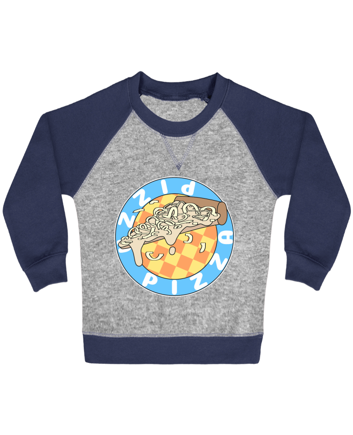 Sweat bébé manches contrastée Illustrated Pizza Logo par Loon