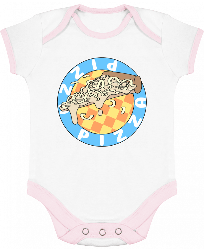 Body bébé manches contrastées Illustrated Pizza Logo par Loon