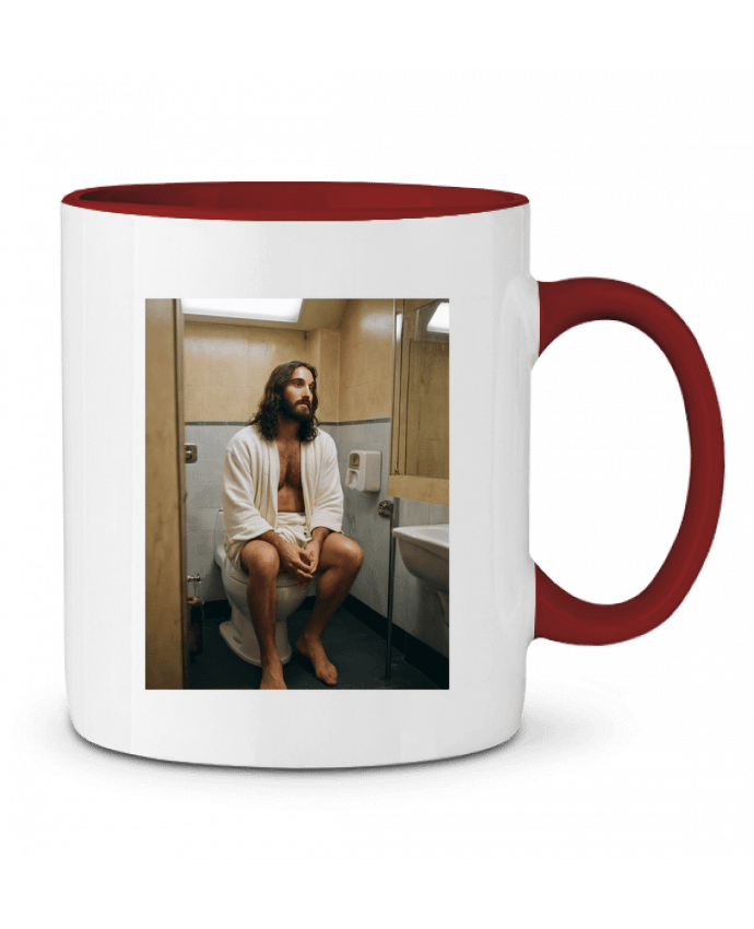 Mug bicolore Jesus sur les toilettes TiA