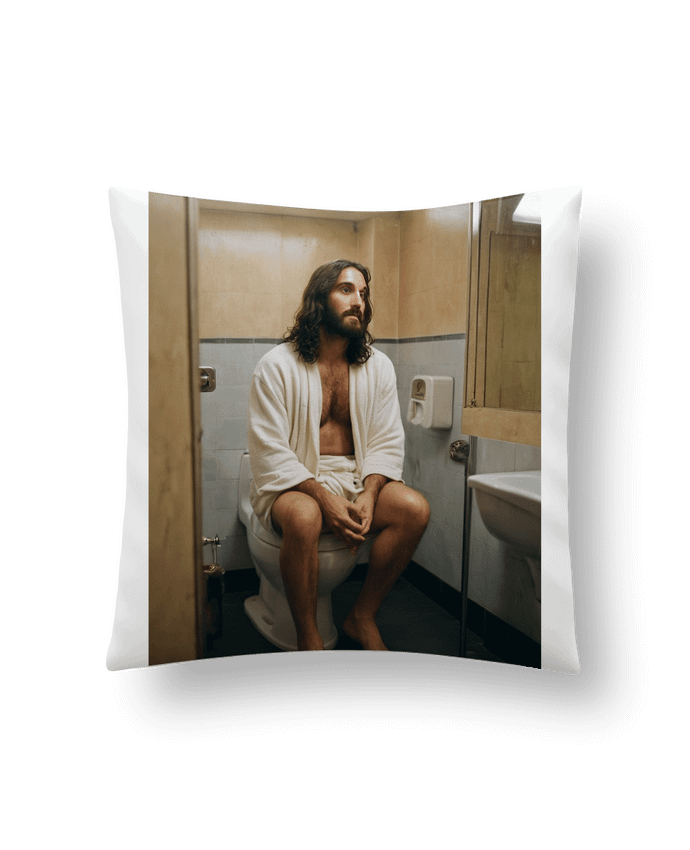 Coussin Jesus sur les toilettes par TiA
