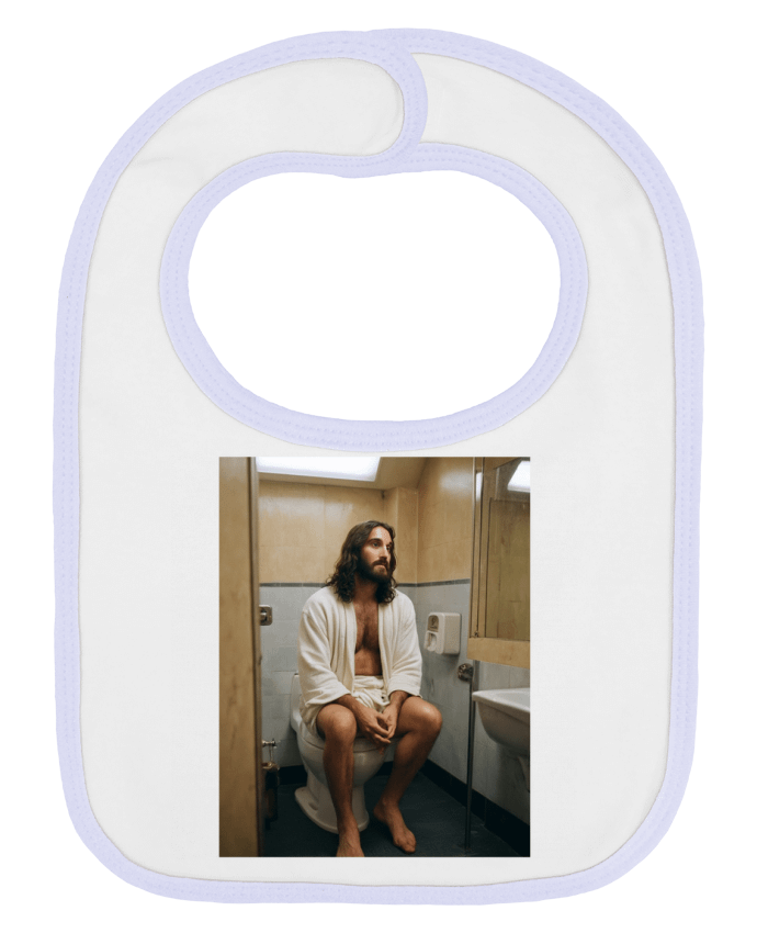 Bavoir bébé uni Jesus sur les toilettes par TiA