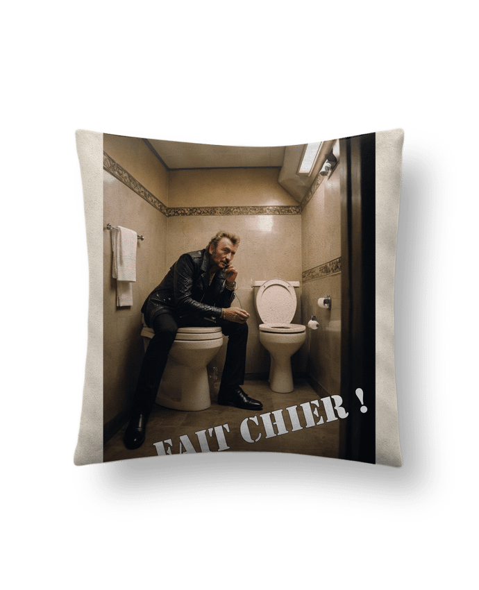 Coussin suédine Johnny Hallyday par TiA